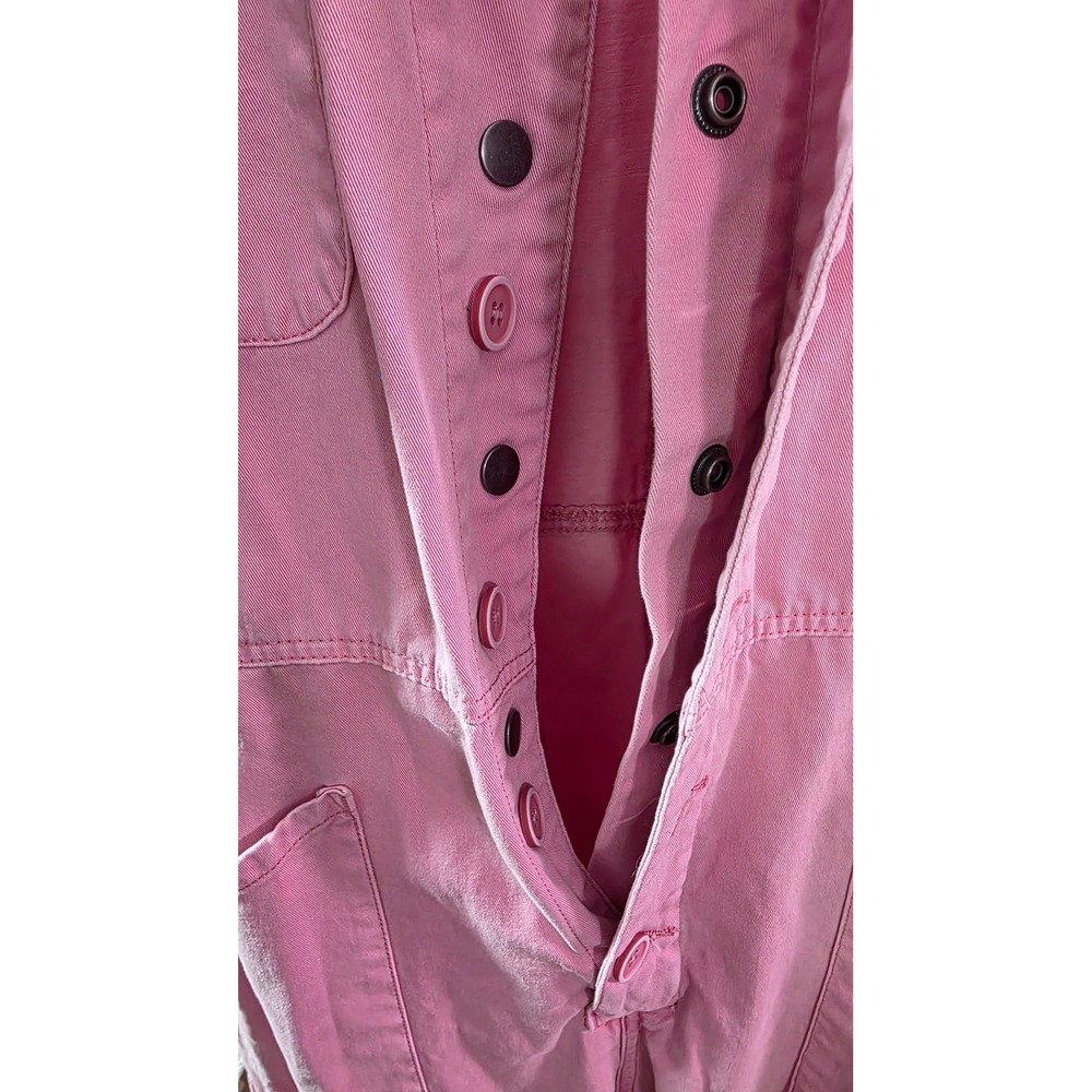 Pistola Pink Cotton Utility Jumpsuit Short Sleeve Wide Leg Suit Small - Picture 4 of 9
